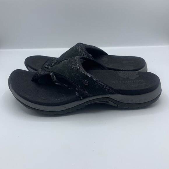 Merrell Womens Hollyleaf Black Leather Toe Loop Slip On Comfort Size 5 - Picture 2 of 8